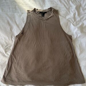 Forever 21 Sleeveless Round Neck Relaxed Tank - Taupe